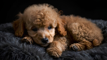 poodle on dark fur background