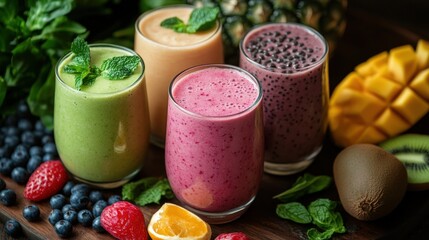 Home chef preparing a protein-packed smoothie with fresh ingredients, focusing on wellness and nutrition.