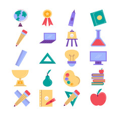 001 ILUSTROFLAT ADBS EDUCATION ICONS