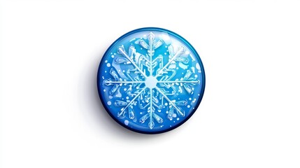 A blue snowflake symbol centered on a circular design, set against a white background.