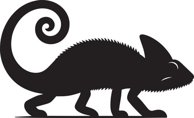 Chameleon Silhouette isolated on a white background Minimalist crow vector illustration