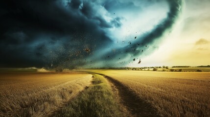 dynamic background depicting the motion of a tornado in an open field