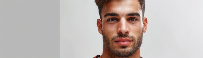 Obraz premium Man with basketball jersey, white background, sports attire