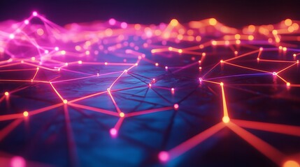 A futuristic scene with glowing lines connecting data points. This image represents the power of artificial intelligence and big data analysis.