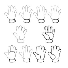 Lineart Vector Collection of Cartoon Gloved Hands