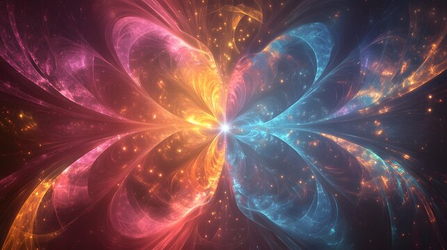 Soft glowing fractal energy filling a liminal space with flowing organic patterns representing consciousness expansion