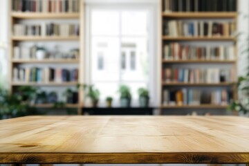 Home Library with Wooden Table