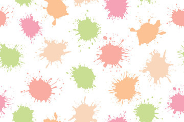 Seamless pattern of colorful splashes. Bright colorful spots, trendy modern background. Vector paint splashes. Vector.