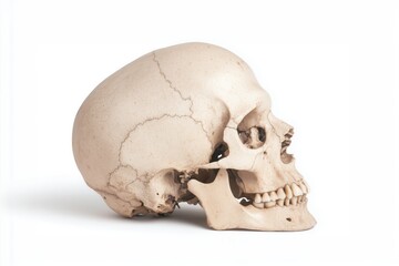 Human skull, isolated on white background. Natural human skull, anatomical model of human skull. .