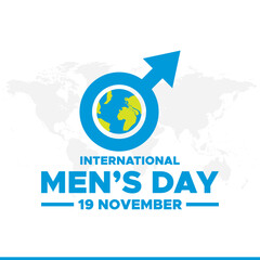 International Men's Day. Men's day 19 November. Vector illustration of International Men's Day. For a poster or banner and greeting card. 