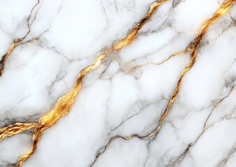 White marble texture with golden veins, seamless pattern, vector illustration, white background