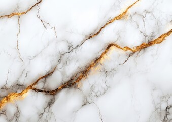 White marble texture with golden veins, seamless pattern, vector illustration, white background