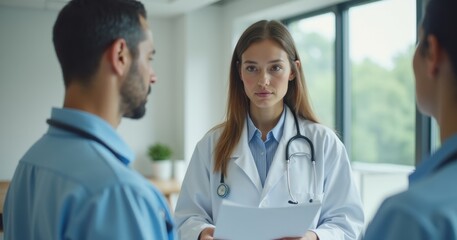 Fototapeta premium Medical staff discussing a patient’s care.