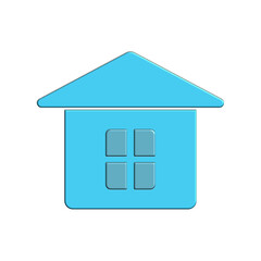 blue cartoon 3d house, Minimal house symbol. Real estate, mortgage, loan concept. 3d vector icon. Cartoon minimal style.