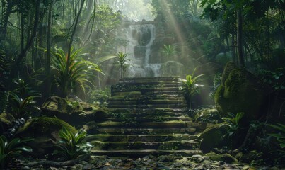 Hidden ceremonial grounds deep in the rainforest, 4K hyperrealistic photo