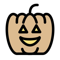 Halloween pumpkin with scary face - flat halloween icon symbol