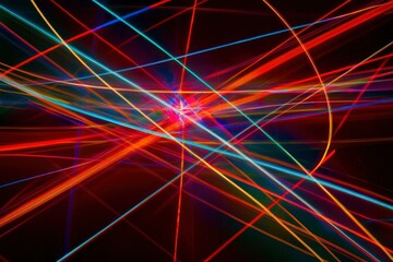 Abstract Intersecting Lines of Red, Blue, and Yellow Light