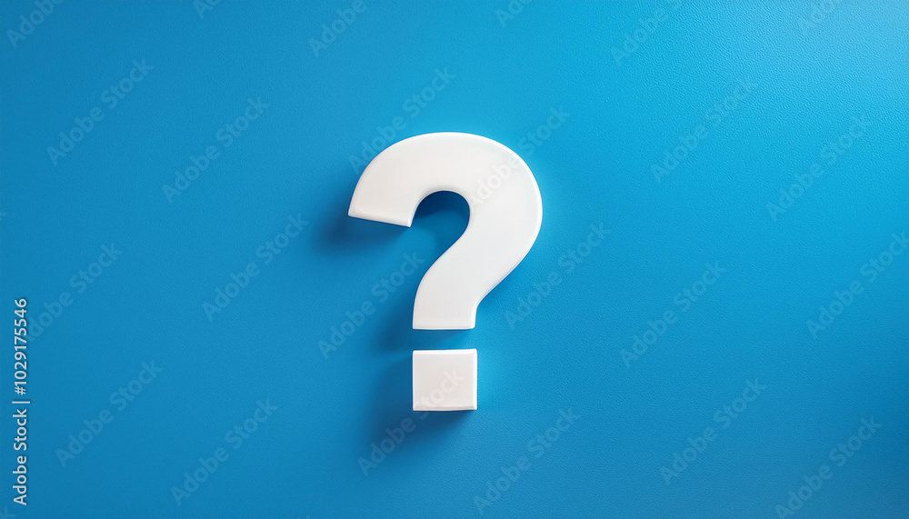 Aufkleber Question mark on blue background. 3D rendering. FAQ and QA. Problem solution.