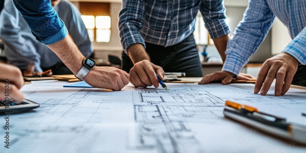 Poster product manager collaborating with engineers on design enhancements and improvements