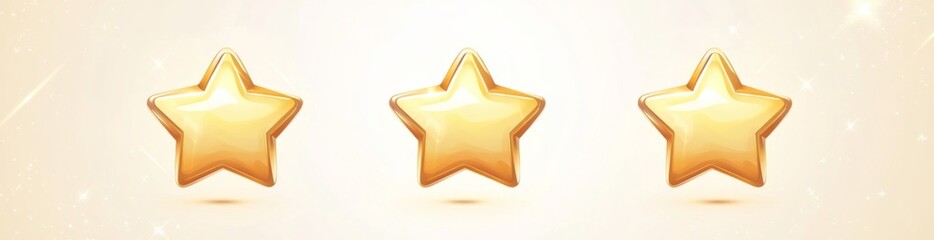 Three gold stars on a glowing background
