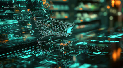 A futuristic digital landscape featuring glowing data patterns and intricate circuitry, representing advanced technology and virtual environments.