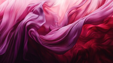 Luxurious Background with Soft Pink and Light Purple Gradient, Transitioning to Burgundy and Magenta. Elegant Satin and Silk Textures Create Flowing Curves and a Chic, Romantic Feel.