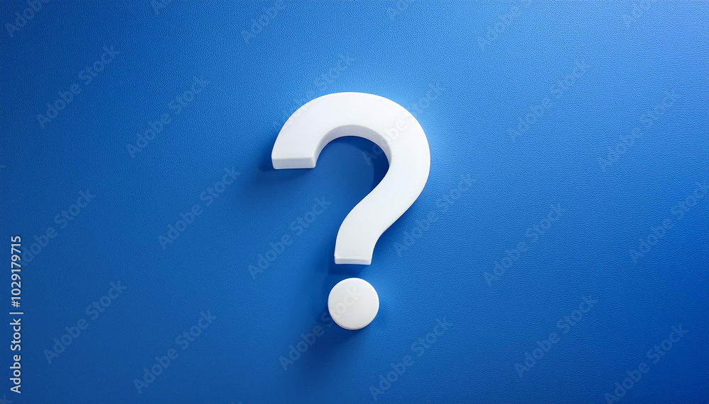 Aufkleber Question mark on blue background. 3D rendering. FAQ and QA. Problem solution.