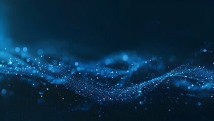 Abstract digital background with blue glowing lines and dots on a dark blue background, suggesting a technology,