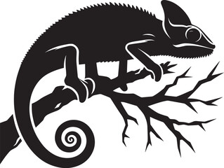 Chameleon Silhouette isolated on a white background Minimalist crow vector illustration