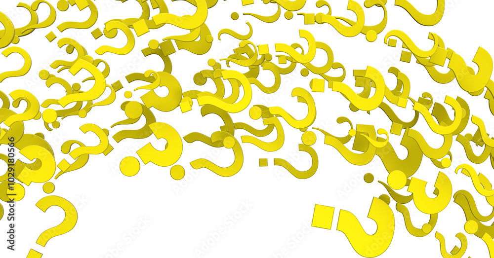 Poster question marks background. 3D Rendering.