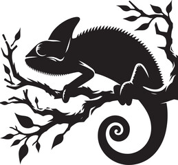 Chameleon Silhouette isolated on a white background Minimalist crow vector illustration