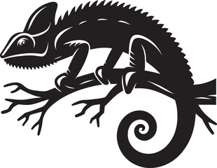 Chameleon Silhouette isolated on a white background Minimalist crow vector illustration