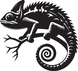Chameleon Silhouette isolated on a white background Minimalist crow vector illustration