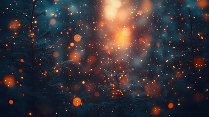 Obraz premium A blurry image of trees with a lot of sparkles in the background. Scene is dreamy and ethereal