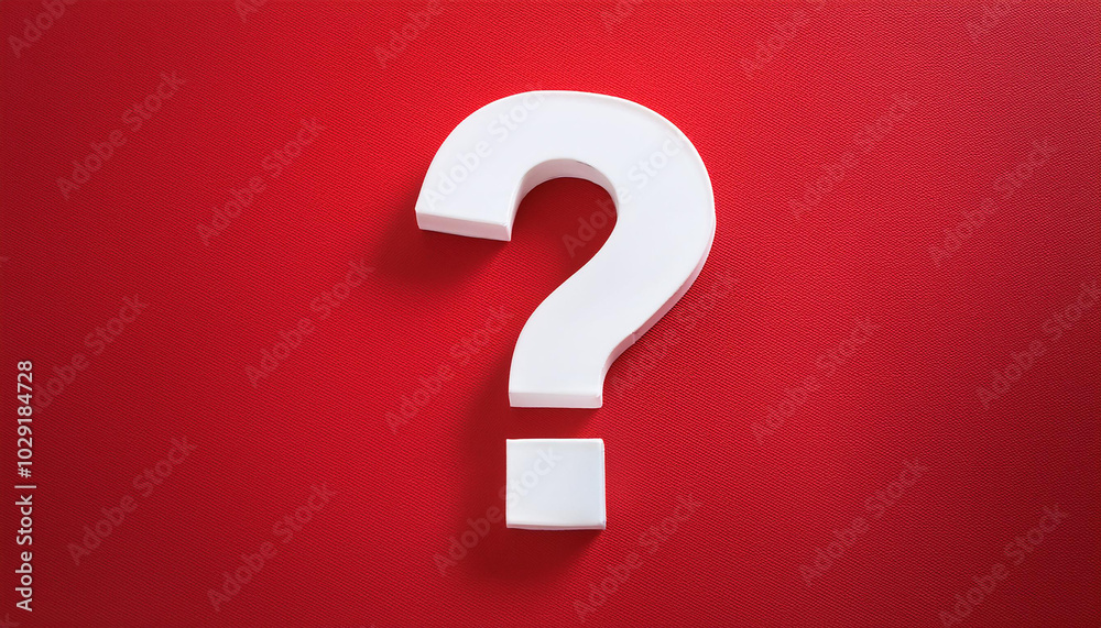 Fototapete Question mark on red background. 3D rendering. FAQ and QA. Problem solution.