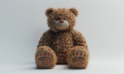 Obraz premium Teddy bear on white background, 4K hyperrealistic photo