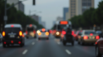 Artistic depiction of a city drive, showing the streams of light from the headlights and brake lights of cars