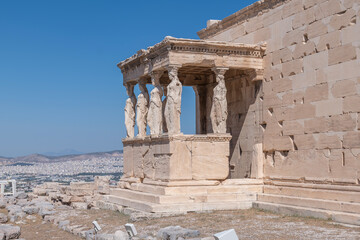 Fototapeta premium greece capital athens and acropolis ancient artifacts touristic points of interest daytime and sunset light