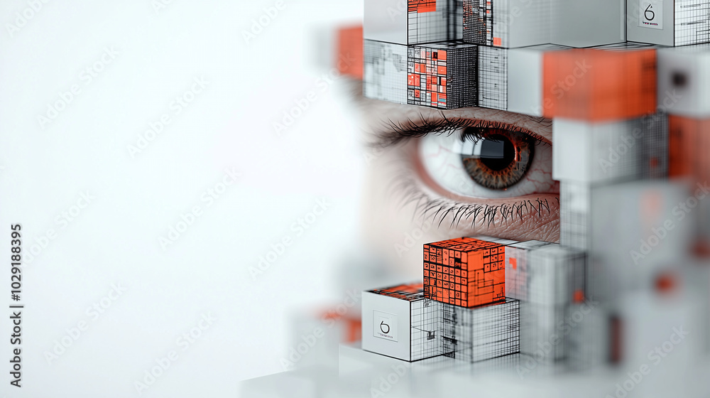 Aufkleber eye peering through layers of abstract privacy shields, symbolizing complexity of perception and data protection. intricate design evokes sense of curiosity and intrigue