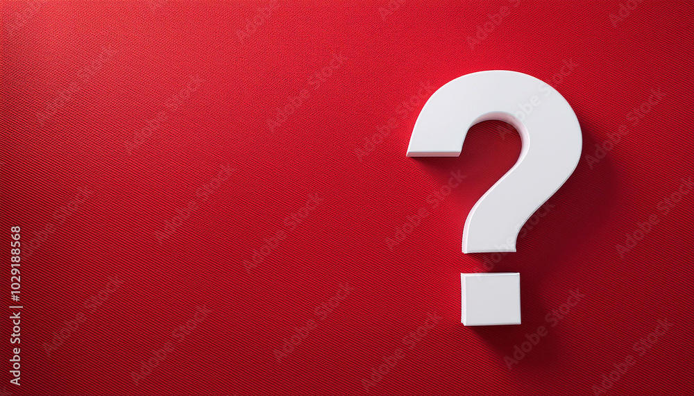 Fototapete Question mark on red background. 3D rendering. FAQ and QA. Problem solution.