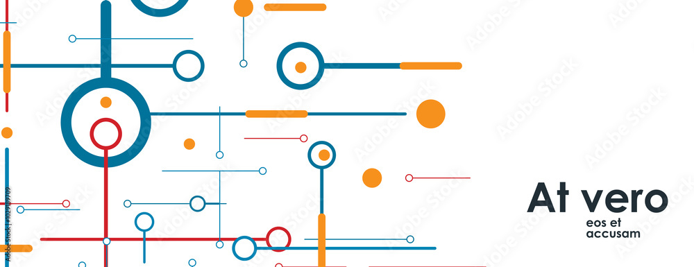 Fototapete Vector lines and circle and dots connect in abstract style. Circle shape. Abstract motion. Technology art background