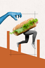 Composite trend artwork sketch image photo collage of caricature bodyless legs walk run runner...