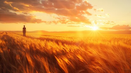 Fototapeta premium Golden Sunrise in Wheat Field