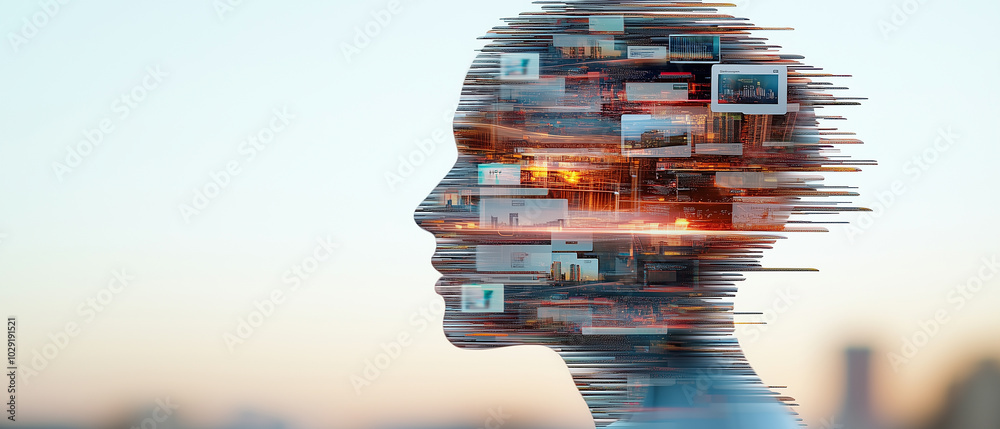 Poster image depicts human silhouette filled with layers of floating images, symbolizing concept of privacy