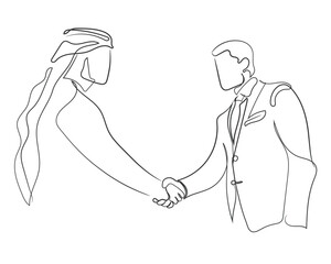 Hand drawn line art vector of a business meeting. Business opportunities in middle east. Growing business sector of Saudi Arabia concept art.