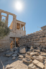 greece capital athens and acropolis ancient artifacts touristic points of interest daytime and sunset light