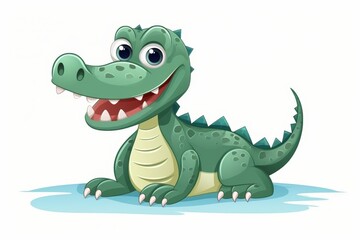 Humorous cartoon crocodile on white background in a minimalist style for fun designs