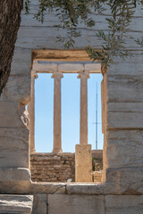 greece capital athens and acropolis ancient artifacts touristic points of interest daytime and sunset light