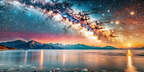 Naklejka premium Stunning Blue and Pink Gradient Night Sky: Captivating Photography Background for Creative Projects