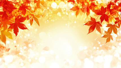 Autumn banner with glowing red leaves